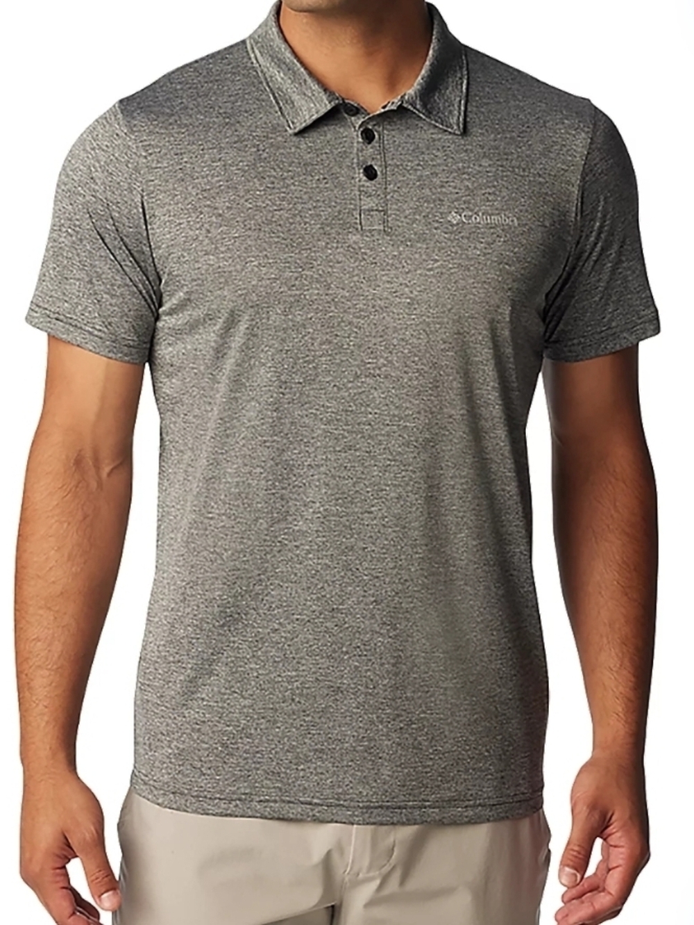 Men Columbia Omni-Shade Polo Shirt Gray XL Short Sleeve Sun Protection
